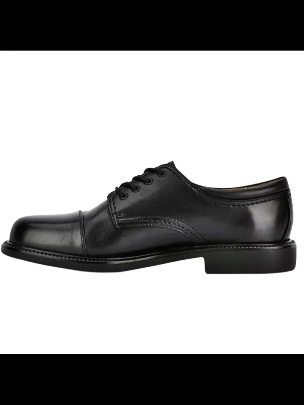 Mens Classic Black Leather Cap-Toe Dress Oxfords Size 8